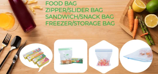 Saco plano Saco de armazenamento de alimentos Saco de embalagem de alimentos Saco de alimentos Saco de congelador Saco fresco Saco biodegradável