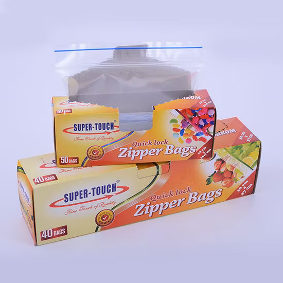 LDPE Zíper Duplo Cor Zíper Pesado Grip Seal Zíper Ziploc Ziplock Lanche Galão/Quarto/Congelador/Saco de Sanduíche Saco de Armazenamento de Alimentos